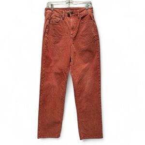 American Eagle Corduroy High Waist Mom Straight Leg Jeans Size 6 Burnt‎ Orange